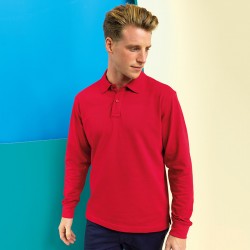 Plain Men's classic fit long sleeved polo Asquith & Fox 200 GSM